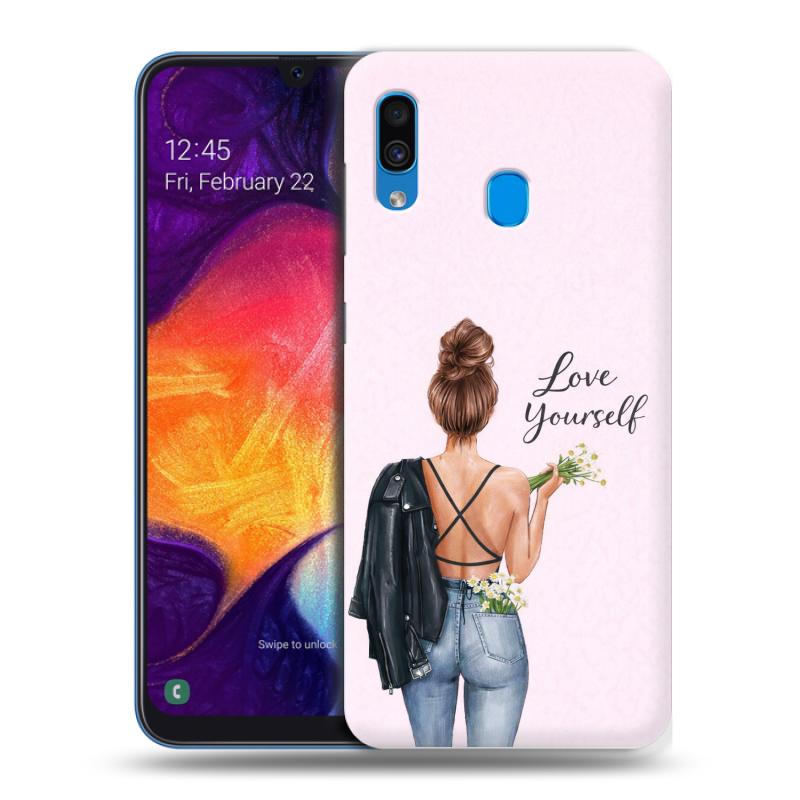 Силиконовый противоударный чехол на Samsung Galaxy A40 с принтом женский Силиконовый противоударный чехол на Samsung Galaxy A40 с принтом женский