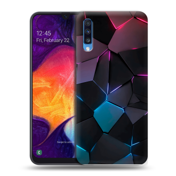 Силиконовый противоударный чехол на Samsung Galaxy A70 с принтом Геометрия неона Силиконовый противоударный чехол на Samsung Galaxy A70 с принтом Геометрия неона