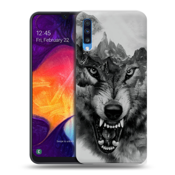 Силиконовый противоударный чехол на Samsung Galaxy A70 с принтом Волк