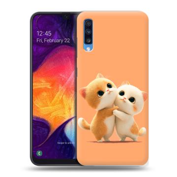 Силиконовый противоударный чехол на Samsung Galaxy A70 с принтом Милые котики Силиконовый противоударный чехол на Samsung Galaxy A70 с принтом Милые котики