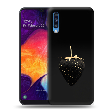 Силиконовый противоударный чехол на Samsung Galaxy A70 с принтом Черная клубника