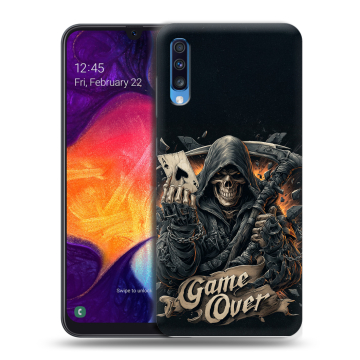 Силиконовый противоударный чехол на Samsung Galaxy A70 с принтом Скелет карты