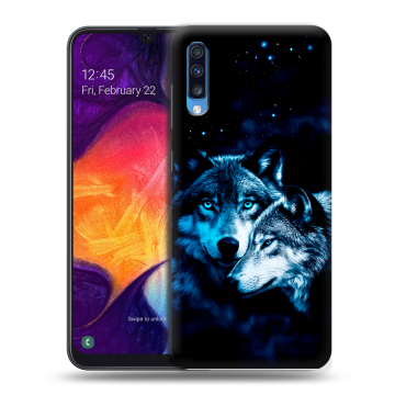 Силиконовый противоударный чехол на Samsung Galaxy A70 с принтом Волки