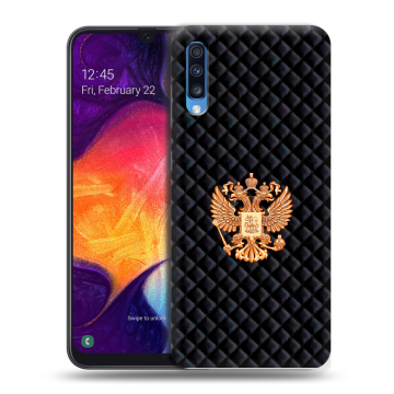 Силиконовый противоударный чехол на Samsung Galaxy A70 с принтом Герб России принт