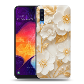 Силиконовый противоударный чехол на Samsung Galaxy A70 с принтом Цветы Силиконовый противоударный чехол на Samsung Galaxy A70 с принтом Цветы