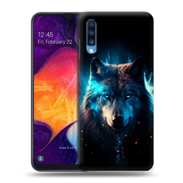 Силиконовый противоударный чехол на Samsung Galaxy A70 с принтом Волк ночной