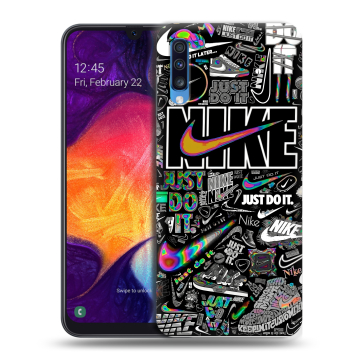 Силиконовый противоударный чехол на Samsung Galaxy A70 с принтом Найк