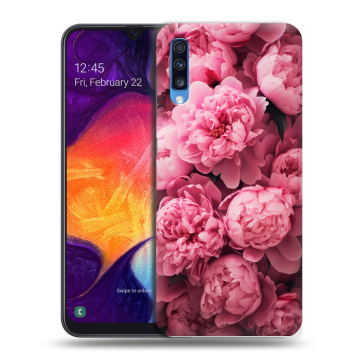 Силиконовый противоударный чехол на Samsung Galaxy A70 с принтом цветы пионы Силиконовый противоударный чехол на Samsung Galaxy A70 с принтом цветы пионы