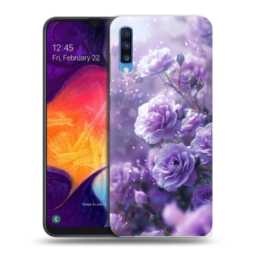 Силиконовый противоударный чехол на Samsung Galaxy A70 с принтом Розы цветы