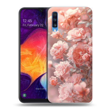 Силиконовый противоударный чехол на Samsung Galaxy A70 с принтом Розовые розы Силиконовый противоударный чехол на Samsung Galaxy A70 с принтом Розовые розы