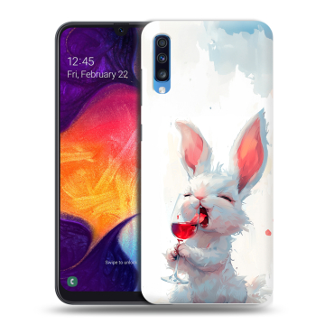 Силиконовый противоударный чехол на Samsung Galaxy A70 с принтом кролик зайчик Силиконовый противоударный чехол на Samsung Galaxy A70 с принтом кролик зайчик