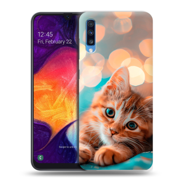 Силиконовый противоударный чехол на Samsung Galaxy A70 с принтом котик Силиконовый противоударный чехол на Samsung Galaxy A70 с принтом котик