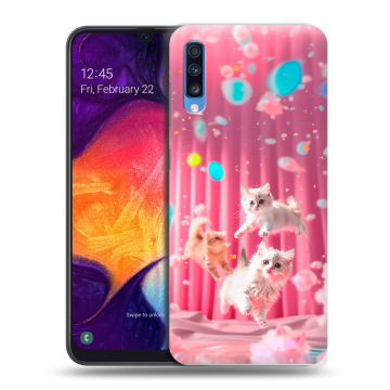 Силиконовый противоударный чехол на Samsung Galaxy A70 с принтом милые котики Силиконовый противоударный чехол на Samsung Galaxy A70 с принтом милые котики