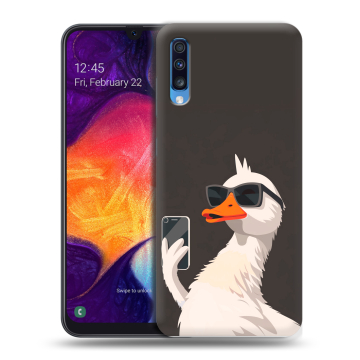 Силиконовый противоударный чехол на Samsung Galaxy A70 с принтом утка в очках Силиконовый противоударный чехол на Samsung Galaxy A70 с принтом утка в очках