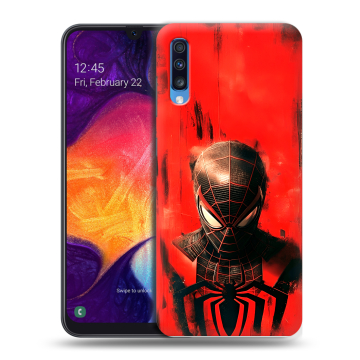Силиконовый противоударный чехол на Samsung Galaxy A70 с принтом человек паук spiderman Силиконовый противоударный чехол на Samsung Galaxy A70 с принтом человек паук spiderman