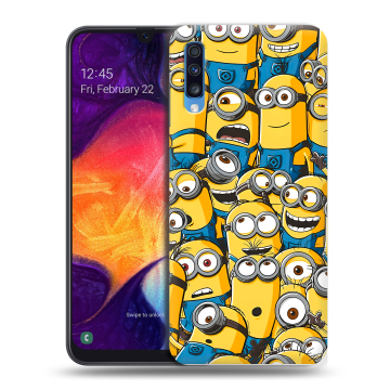 Силиконовый противоударный чехол на Samsung Galaxy A70 с принтом Миньоны Силиконовый противоударный чехол на Samsung Galaxy A70 с принтом Миньоны