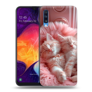 Силиконовый противоударный чехол на Samsung Galaxy A70 с принтом котята котики