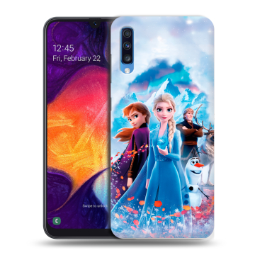 Силиконовый противоударный чехол на Samsung Galaxy A70 с принтом Холодное сердце Frozen Силиконовый противоударный чехол на Samsung Galaxy A70 с принтом Холодное сердце Frozen
