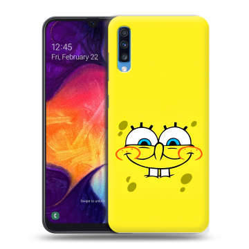 Силиконовый противоударный чехол на Samsung Galaxy A70 с принтом спанчбоб спанч боб