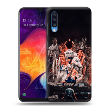 Силиконовый противоударный чехол на Samsung Galaxy A70 с принтом Реал Роналдо Real Ronaldo