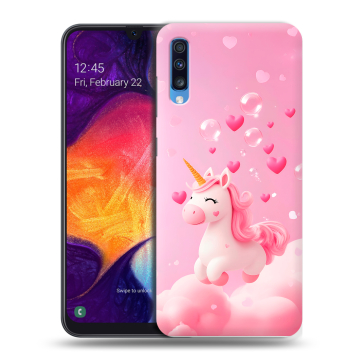 Силиконовый противоударный чехол на Samsung Galaxy A70 с принтом Единорог