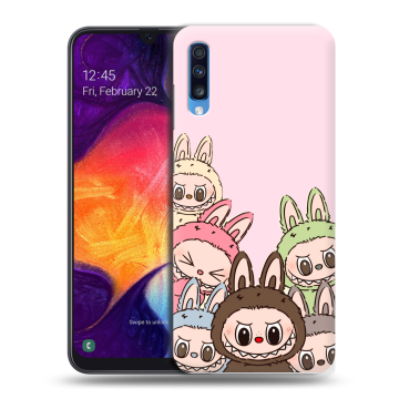Силиконовый противоударный чехол на Samsung Galaxy A70 с принтом Лабубу Силиконовый противоударный чехол на Samsung Galaxy A70 с принтом Лабубу