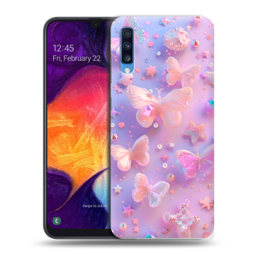 Силиконовый противоударный чехол на Samsung Galaxy A70 с принтом Бабочки