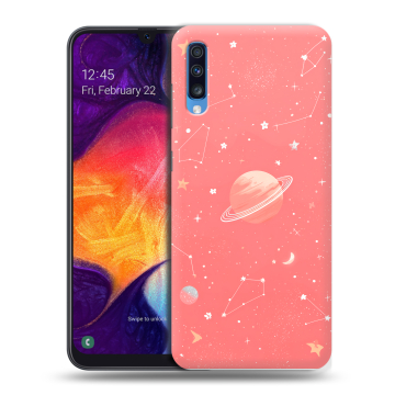 Силиконовый противоударный чехол на Samsung Galaxy A70 с принтом Розовый космос Силиконовый противоударный чехол на Samsung Galaxy A70 с принтом Розовый космос