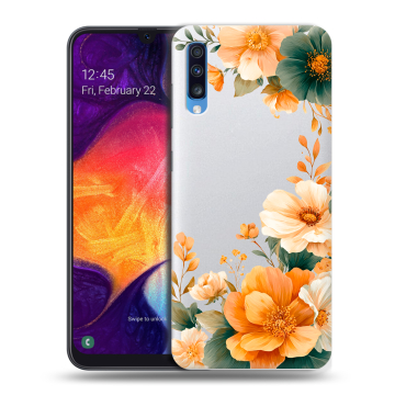 Силиконовый противоударный чехол на Samsung Galaxy A70 с принтом Цветы принт Силиконовый противоударный чехол на Samsung Galaxy A70 с принтом Цветы принт