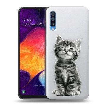 Силиконовый противоударный чехол на Samsung Galaxy A70 с принтом Котенок Силиконовый противоударный чехол на Samsung Galaxy A70 с принтом Котенок