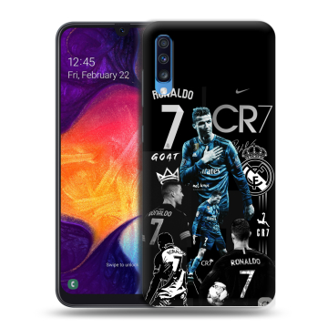 Силиконовый противоударный чехол на Samsung Galaxy A70 с принтом Реал Роналдо