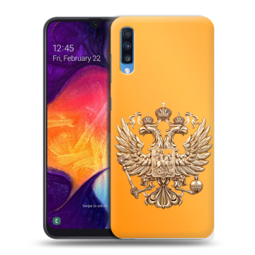 Силиконовый противоударный чехол на Samsung Galaxy A70 с принтом Герб Флаг России Силиконовый противоударный чехол на Samsung Galaxy A70 с принтом Герб Флаг России