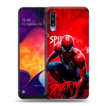 Силиконовый противоударный чехол на Samsung Galaxy A70 с принтом Spiderman Человек паук