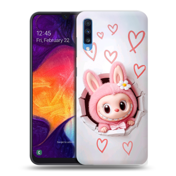 Силиконовый противоударный чехол на Samsung Galaxy A70 с принтом Labubu Лабубу