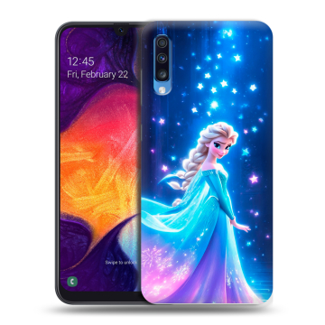 Силиконовый противоударный чехол на Samsung Galaxy A70 с принтом Холодное сердце Frozen