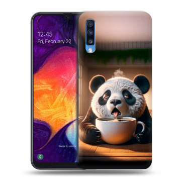 Силиконовый противоударный чехол на Samsung Galaxy A70 с принтом смешная панда Силиконовый противоударный чехол на Samsung Galaxy A70 с принтом смешная панда