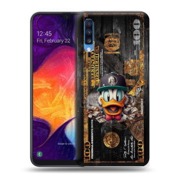 Силиконовый противоударный чехол на Samsung Galaxy A70 с принтом Дональд Дак Доллар Силиконовый противоударный чехол на Samsung Galaxy A70 с принтом Дональд Дак Доллар