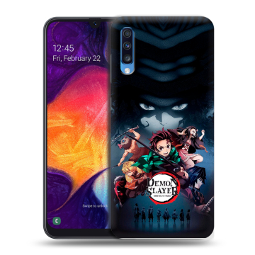 Силиконовый противоударный чехол на Samsung Galaxy A70 с принтом Demon Slayer Клинок рассекающий демонов Силиконовый противоударный чехол на Samsung Galaxy A70 с принтом Demon Slayer Клинок рассекающий демонов