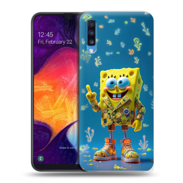 Силиконовый противоударный чехол на Samsung Galaxy A70 с принтом Спанч боб Спанчбоб Силиконовый противоударный чехол на Samsung Galaxy A70 с принтом Спанч боб Спанчбоб
