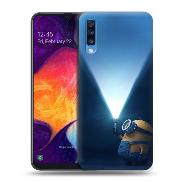 Силиконовый противоударный чехол на Samsung Galaxy A70 с принтом Миньоны Силиконовый противоударный чехол на Samsung Galaxy A70 с принтом Миньоны