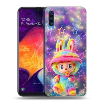 Силиконовый противоударный чехол на Samsung Galaxy A70 с принтом Labubu Лабубу