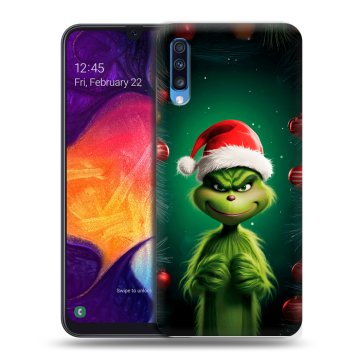 Силиконовый противоударный чехол на Samsung Galaxy A70 с принтом Гринч Новый год Рождество Силиконовый противоударный чехол на Samsung Galaxy A70 с принтом Гринч Новый год Рождество