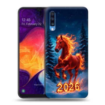 Силиконовый противоударный чехол на Samsung Galaxy A70 с принтом Новый год коня Силиконовый противоударный чехол на Samsung Galaxy A70 с принтом Новый год коня