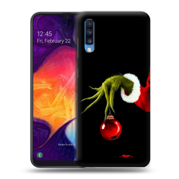 Силиконовый противоударный чехол на Samsung Galaxy A70 с принтом Новый год Гринч Силиконовый противоударный чехол на Samsung Galaxy A70 с принтом Новый год Гринч