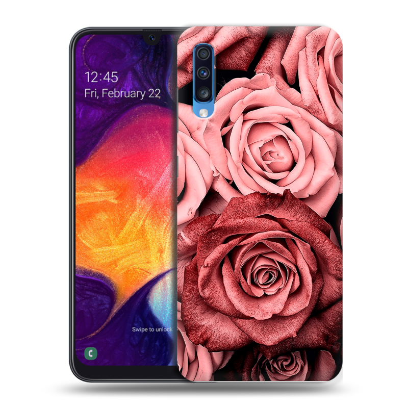 Силиконовый противоударный чехол на Samsung Galaxy A70 с принтом Цветы розы Силиконовый противоударный чехол на Samsung Galaxy A70 с принтом Цветы розы