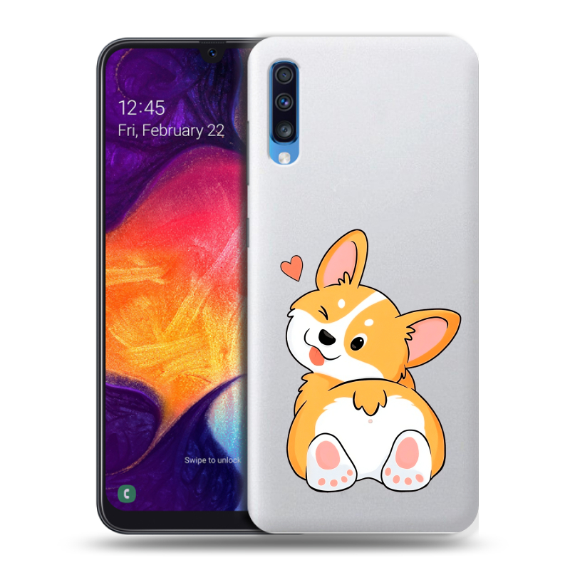 Силиконовый противоударный чехол на Samsung Galaxy A70 с принтом Корги Силиконовый противоударный чехол на Samsung Galaxy A70 с принтом Корги