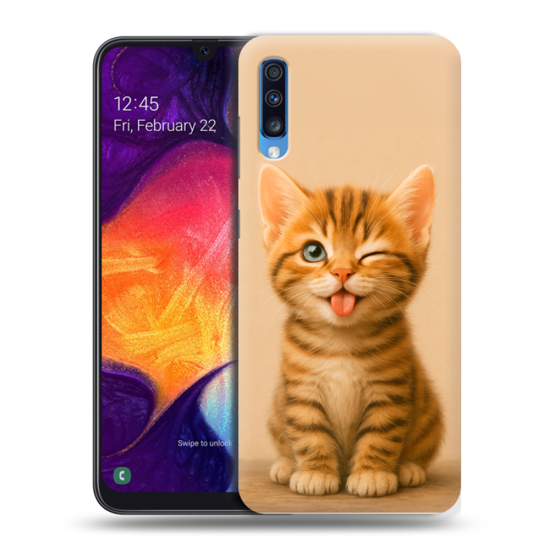 Силиконовый противоударный чехол на Samsung Galaxy A70 с принтом котенок Силиконовый противоударный чехол на Samsung Galaxy A70 с принтом котенок
