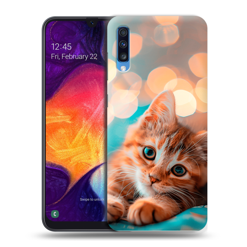 Силиконовый противоударный чехол на Samsung Galaxy A70 с принтом котик Силиконовый противоударный чехол на Samsung Galaxy A70 с принтом котик