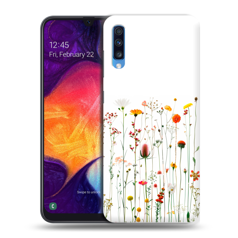 Силиконовый противоударный чехол на Samsung Galaxy A70 с принтом цветы Силиконовый противоударный чехол на Samsung Galaxy A70 с принтом цветы