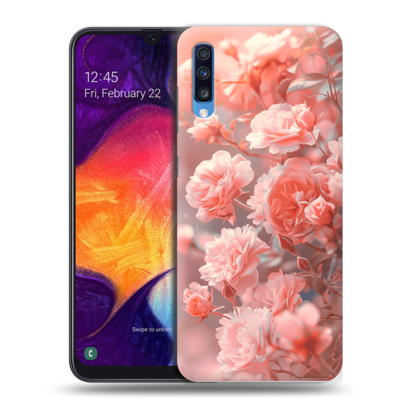Силиконовый противоударный чехол на Samsung Galaxy A70 с принтом Розы цветы Силиконовый противоударный чехол на Samsung Galaxy A70 с принтом Розы цветы